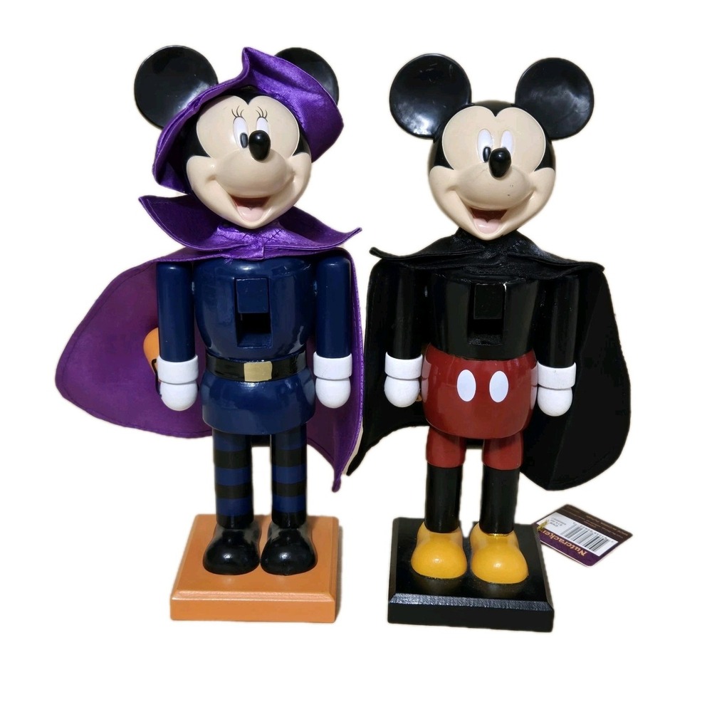 Minnie Mickey Mouse Halloween Nutcracker Lot 2 Disney Decor Figurine New READ